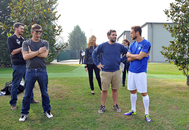 Centro di allenamento Juventus (Vinovo, To) - Claudio Marchisio sul set per la campagna AIRC - Un Gol per la Ricerca 2013 (produzione SportWide Group).